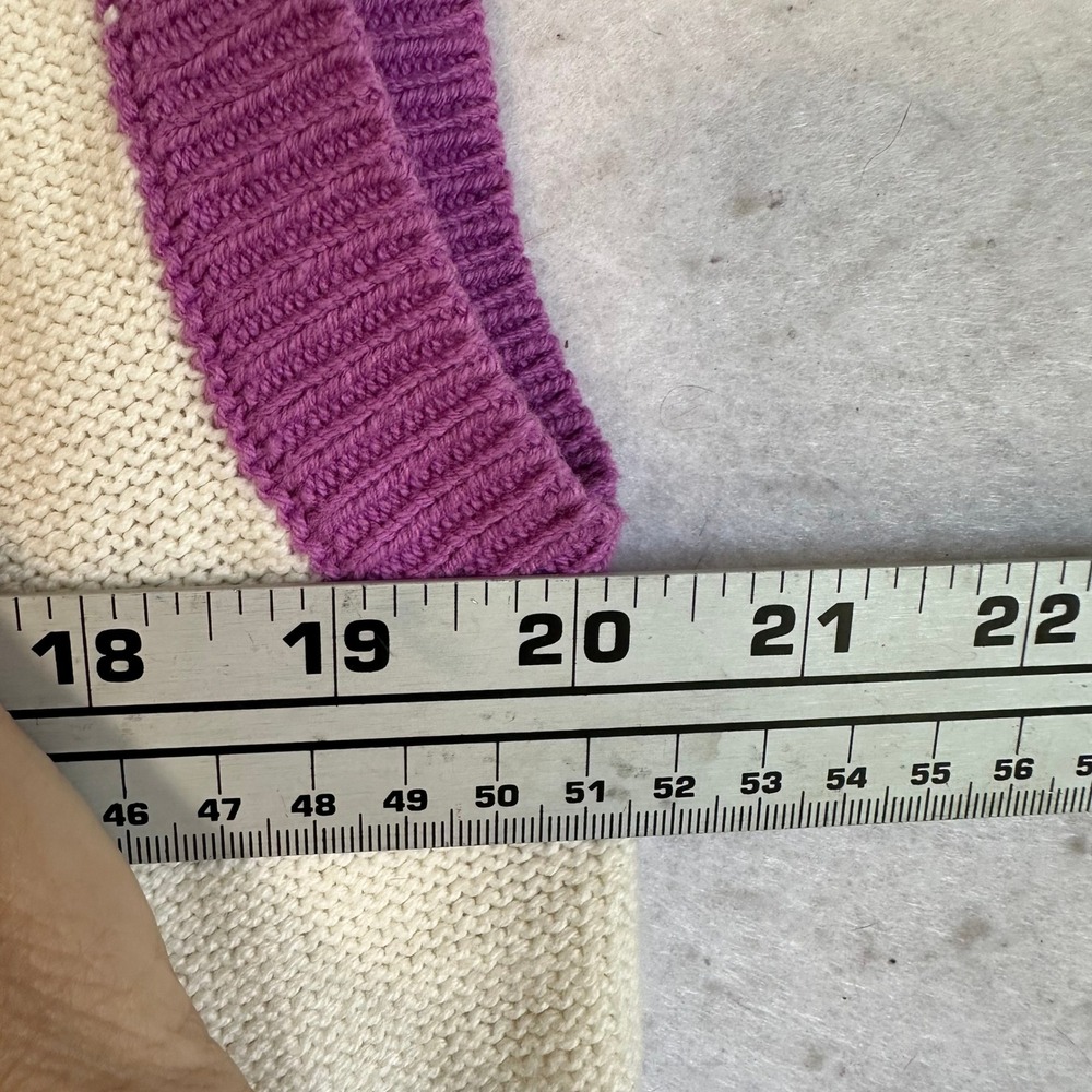 Wild Fable Cream Cable Knit Sweater Vest Colorblock Striped Trim V-Neck Large - Picture 2 of 6